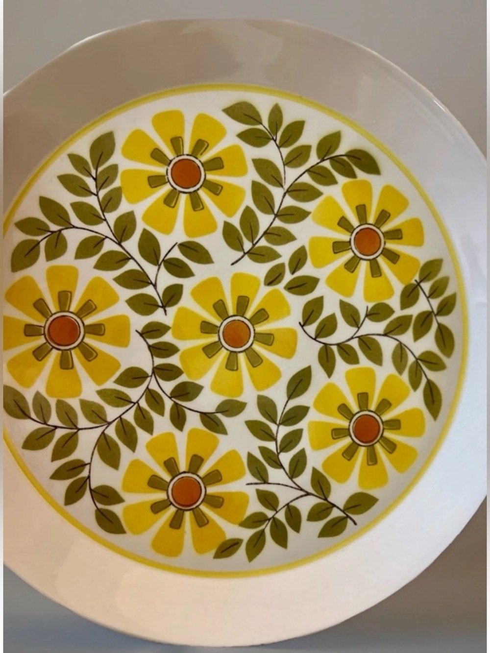 Vintage 70s Mikasa Duplex Ben Seibel TRELLIS Platter Yellow Floral Mid Century